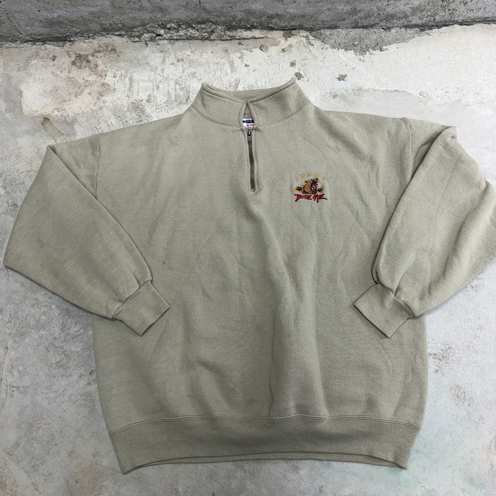 Jerzees Super Sweats Idaho Bear Bite Me Quarter Zip Pullover Sweatshirt XL